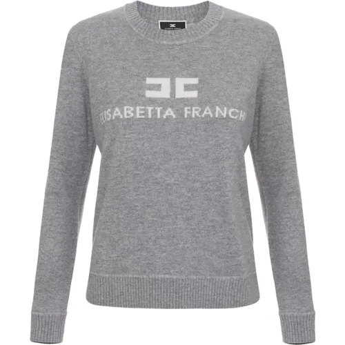 Kaschmir-Mix Jersey mit Logo , Damen, Größe: L - Elisabetta Franchi - Modalova