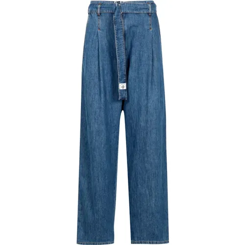 Blaue Wide Jeans mit Phi Logo Stickerei , Damen, Größe: XS - Philosophy di Lorenzo Serafini - Modalova