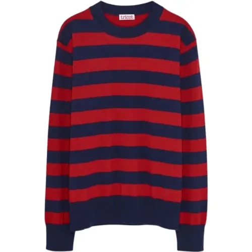 Striped Jumper with Fitted Collar , male, Sizes: M - Tricot - Modalova