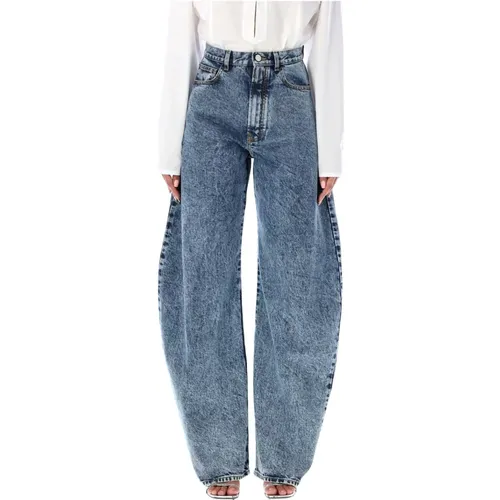 High Waisted Round Jeans Snow , female, Sizes: S, XS - Alaïa - Modalova