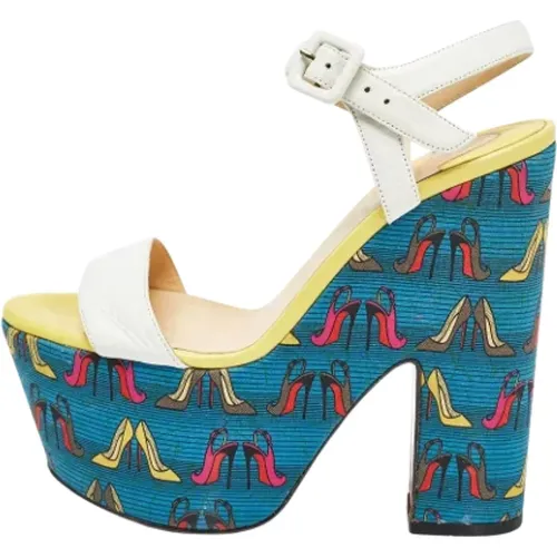 Pre-owned Fabric sandals , female, Sizes: 4 1/2 UK - Christian Louboutin Pre-owned - Modalova