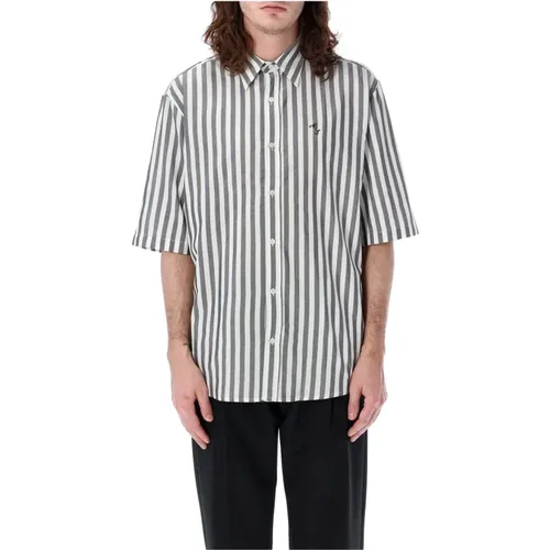 Mens Clothing Shirts White Stripes Ss24 , male, Sizes: M - Acne Studios - Modalova