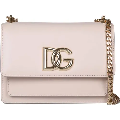 Leder-Schultertasche in Flesh mit DG-Logo - Dolce & Gabbana - Modalova