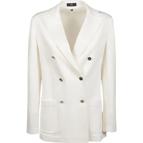 Luxuriöser weißer Doppelreiher-Blazer , Damen, Größe: XL - Fay - Modalova