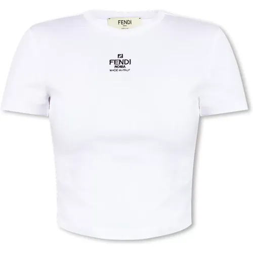 T-Shirt mit Logo , Damen, Größe: L - Fendi - Modalova