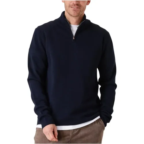 Blaue Half Zip Pullover Kamark,Beiger Halbzip Wollpullover - The GoodPeople - Modalova