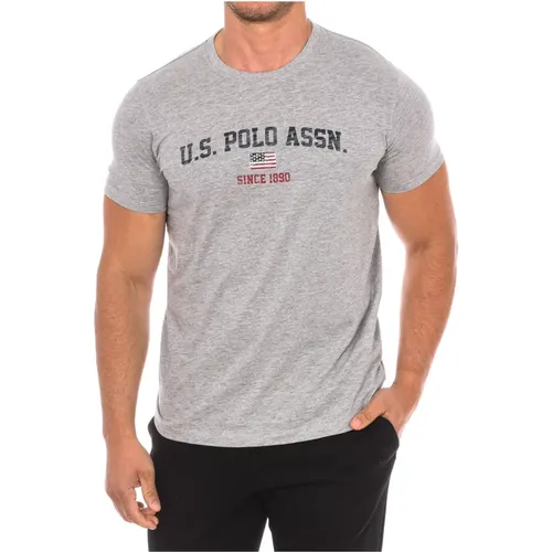 T-Shirt mit Kurzen Ärmeln und Geripptem Ausschnitt , Herren, Größe: 2XL - U.S. Polo Assn. - Modalova