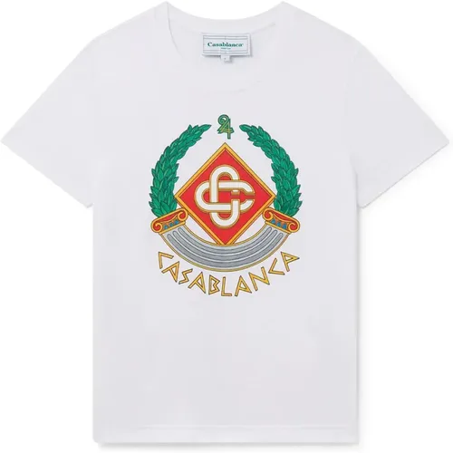 Greek Crest Printed T-shirt , female, Sizes: XL - Casablanca - Modalova