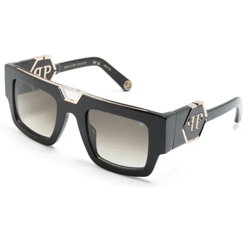 Schwarze Sonnenbrille mit Original-Etui , Herren, Größe: 50 MM - Philipp Plein - Modalova