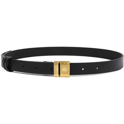 Leather Belt with Gold Logo , female, Sizes: S/M, M/L - MVP wardrobe - Modalova