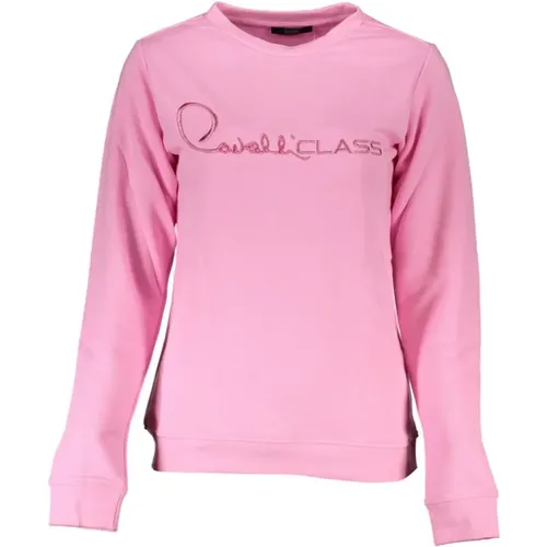 Bestickter Sweatshirt mit Gebürstetem Finish , Damen, Größe: S - Cavalli Class - Modalova