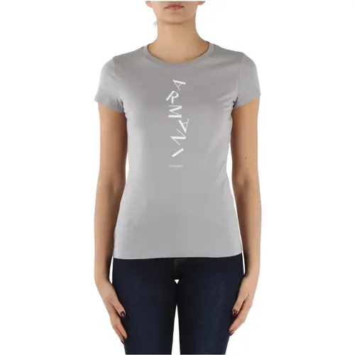 Slim Fit Baumwoll T-Shirt mit Frontlogo - Armani Exchange - Modalova