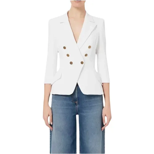 Double-Breasted Blazer Jacket , female, Sizes: 2XL - Elisabetta Franchi - Modalova