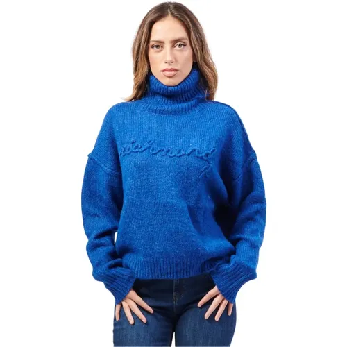 Blaue Strickpullover mit Besticktem Logo , Damen, Größe: S - Richmond - Modalova