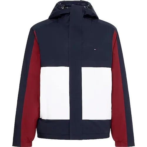 Color Block Hooded Jacket with Padded Lining , male, Sizes: M - Tommy Hilfiger - Modalova