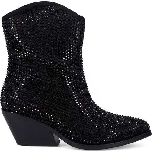 Glitter Texan Boots with Wide Heel , female, Sizes: 3 UK, 7 UK, 6 UK - Tosca Blu - Modalova