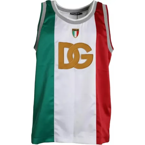 Italienische Flagge Ärmelloses T-Shirt Weiß/Grün - Dolce & Gabbana - Modalova