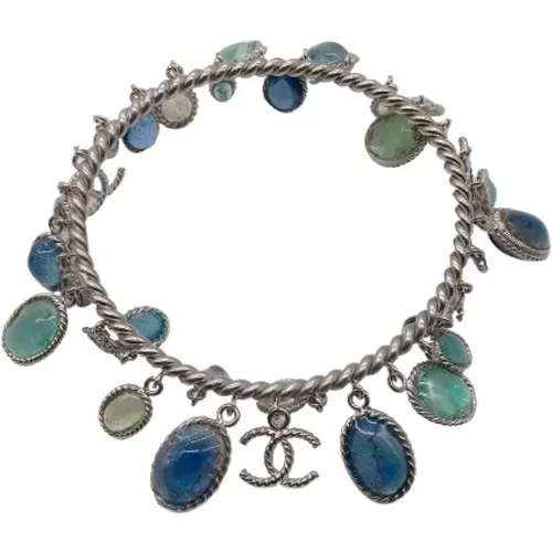 Blaues Silbernes Stein CC Logo Armband - Chanel Vintage - Modalova