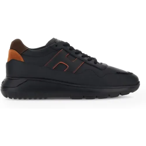 Schwarze Sneaker mit orangefarbenen Details , Herren, Größe: 40 EU - Hogan - Modalova