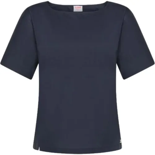 Blaues Baumwoll-Slim-Fit-T-Shirt , Damen, Größe: L - Sun68 - Modalova