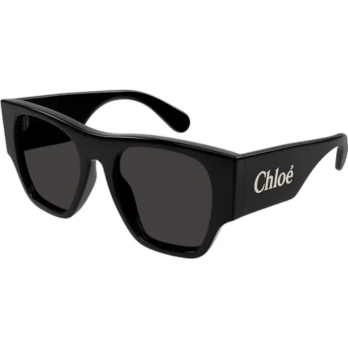 Mutige Eckige Sonnenbrille mit Oversized-Bügeln , Damen, Größe: 53 MM - Chloé - Modalova