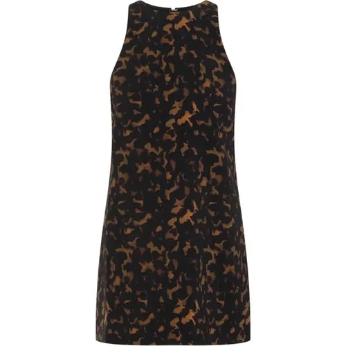 Brown Printed Sleeveless Dress , female, Sizes: 2XS, XS, 3XS - Theory - Modalova
