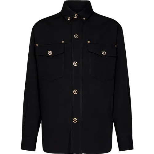 Medusa Studs Wool Jacket , male, Sizes: S, M - Versace - Modalova