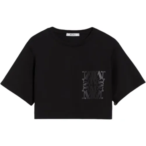 Schwarzes T-Shirt mit kurzen Ärmeln - Max Mara - Modalova