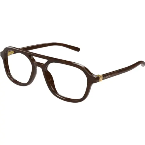 Stylish Pilot Optical Glasses in Havana Tortoise , unisex, Sizes: M - Gucci - Modalova