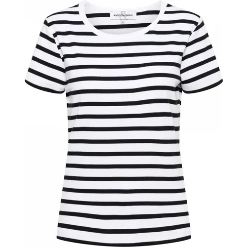 Schwarz Multi Streifen Kurzarm T-shirt , Damen, Größe: XS - &Co Woman - Modalova