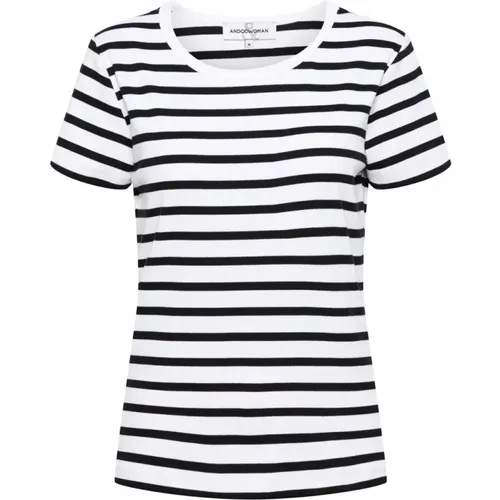 Schwarz Multi Streifen Kurzarm T-shirt , Damen, Größe: 2XL - &Co Woman - Modalova