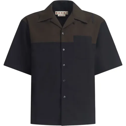 Wool Crepe Panelled Shirt , male, Sizes: L - Marni - Modalova