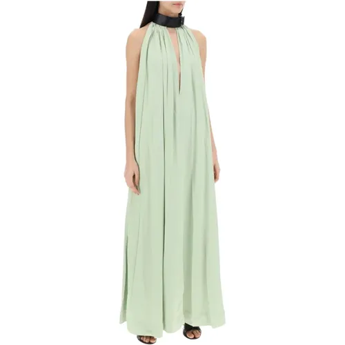 Flared Maxi Kleid mit Leder Schnalle - Salvatore Ferragamo - Modalova