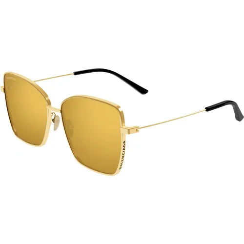 Gold/Braune Sonnenbrille , Damen, Größe: 60 MM - Balenciaga - Modalova