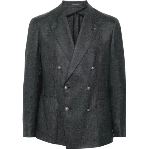 Grey Checkered Wool-Cashmere Blend Jacket , male, Sizes: L - Tagliatore - Modalova