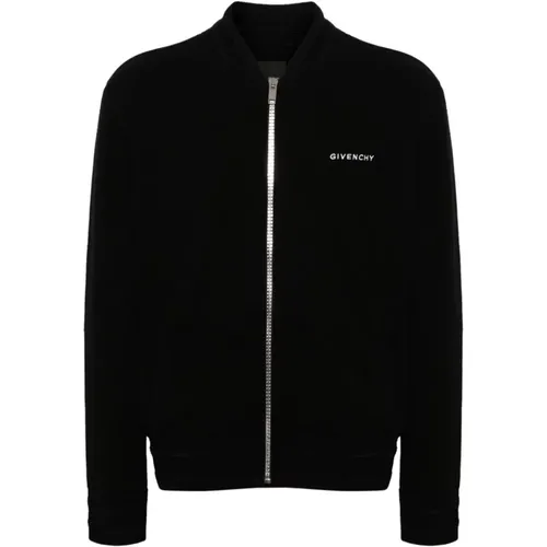 Schwarze Wolljacke mit Bestickten Details,Woll-Sweatshirt mit 4G-Logo - Givenchy - Modalova