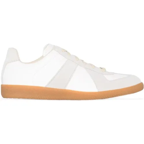 White Leather Sneakers Low-Top Original Design , male, Sizes: 7 UK - Maison Margiela - Modalova