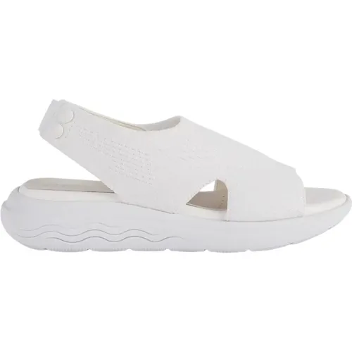 Weiße flache Sandalen für Frauen , Damen, Größe: 38 EU - Geox - Modalova