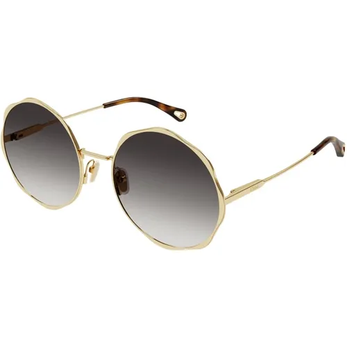 Gold/Grey Shaded Sonnenbrillen , Damen, Größe: 59 MM - Chloé - Modalova