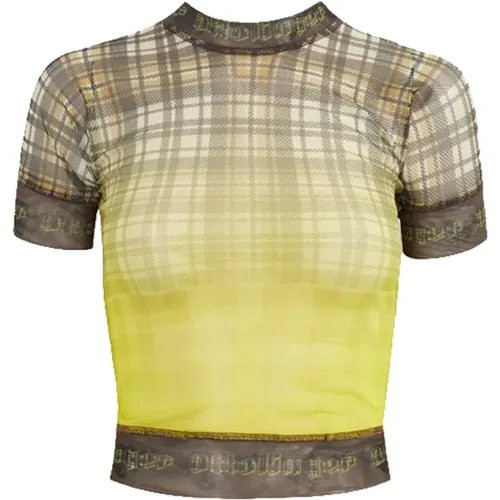 Mesh T-shirt with Tartan Pattern , female, Sizes: XS - Ottolinger - Modalova