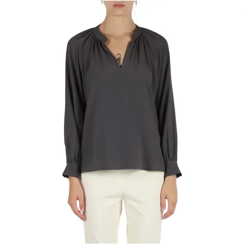 Seidenbluse mit V-Ausschnitt und langen Ärmeln , Damen, Größe: XS - EMME DI MARELLA - Modalova