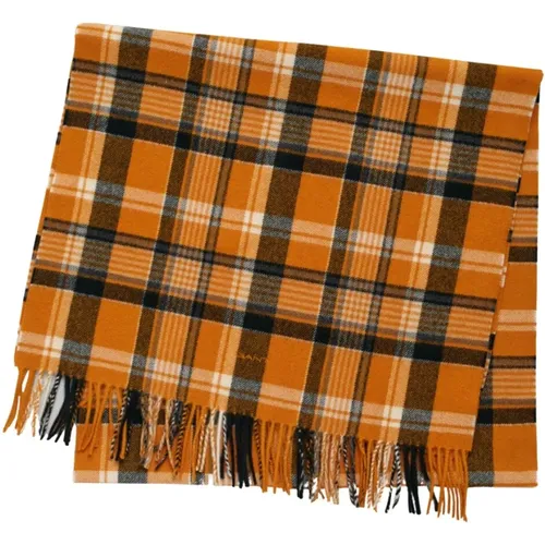 Woven Wool Checkered Scarf with Fringes , male, Sizes: ONE SIZE - Gant - Modalova