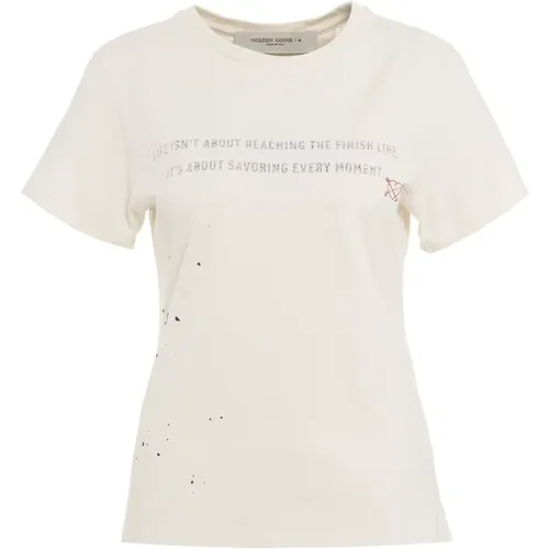 Weiße T-Shirts & Polos Aw24 , Damen, Größe: L - Golden Goose - Modalova