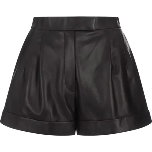 Schwarze Leder High-Waisted Shorts - alexander mcqueen - Modalova