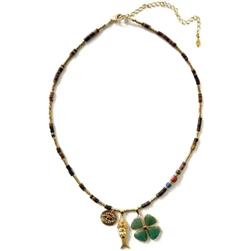 Vintage Jade Fish Pendant Necklace , Damen, Größe: ONE Size - Gachon Pothier - Modalova