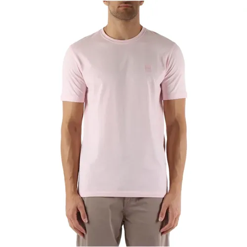 Cotton T-shirt with Front Logo Patch , male, Sizes: M, XL, 2XL, L, S - Boss - Modalova