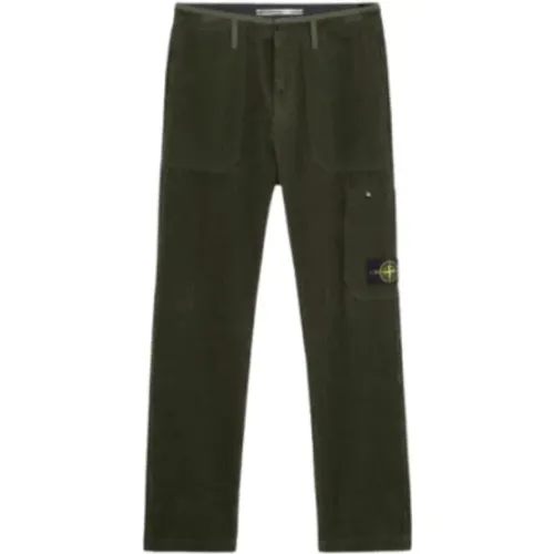 Cargo Samt Baumwollhose , Herren, Größe: W32 - Stone Island - Modalova