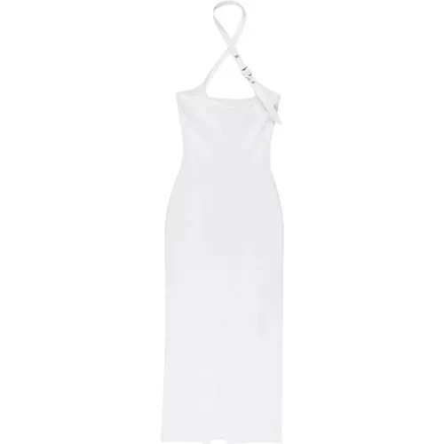 Weiße Halterneck-Kleid mit Schnallendetail - The Attico - Modalova