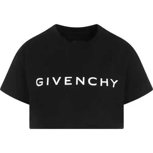 Schwarzes Baumwoll-Cropped T-Shirt , Damen, Größe: M - Givenchy - Modalova