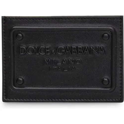 Schwarze Geldbörsen mit geprägtem Logo - Dolce & Gabbana - Modalova